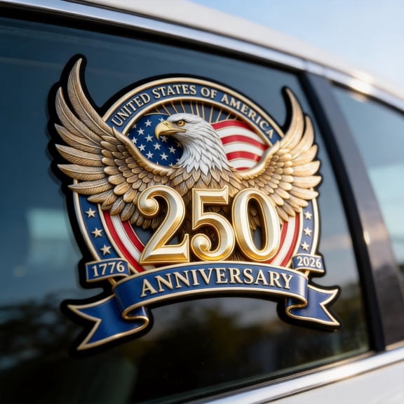 USA 250th Anniversary Bald Eagle Sticker | 1776-2026 Patriotic Decal for Car Truck Laptop Water Bottle