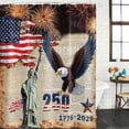 thumbnail image 2 of Anniversary USA Flag Bathroom Shower Curtains with 12 Hooks Waterproof Shower Curtain for Stalls and Bathtubs American Eagle Statue of Liberty Decorative Bathroom Privacy Curtain 72x96 Inches, 2 of 9