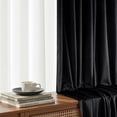 thumbnail image 4 of Jainmy 90 inches Pinch Pleated Velvet Blackout Curtains for Bedroom Living Room,Luxury Room Darkening Thermal Insulated Velvet Curtains,Black,2 Panels,40"×90", 4 of 9