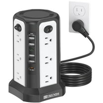 HITRENDS Tower Surge Protector, 12 Outlet Power Strip with 4 USB and PD18W Type-C