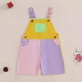 thumbnail image 2 of WUANDIXFA Toddler Boy Girl Romper Overall Shorts Contrast Color Suspender Romper Adjustble Shoulder Strap Baby Clothes (Pink, 2-3 Years), 2 of 4