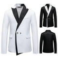 thumbnail image 5 of Kakii Men's Notch Lapel Blazer with Black Satin Contrast, Single Breasted Two-Button Slim Fit Business Suit Jacket, Modern Formal Coat, 5 of 8