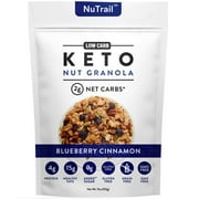 NuTrail Keto Granola Cereal Blueberry Cinnamon l Only 2g Net Carbs l Gluten Free l Grain Free l No Added Sugar l Diabetic l Low Carb Keto Snacks & Food - Almonds, Pecans, Coconut Chips (11 oz)
