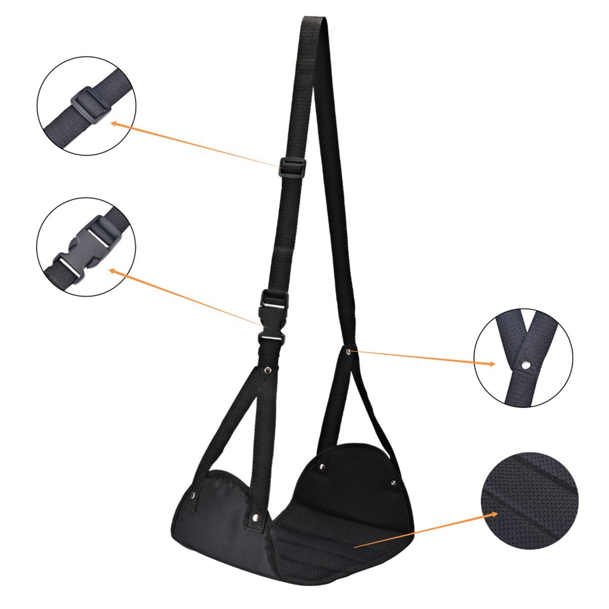 Portable Airplane Footrest For Airplane Travel - Comfortable Foot Hammock W/Memory Foam & Hardboard For No Feet Clashing - Ideal For Pain And Swelling - View #3