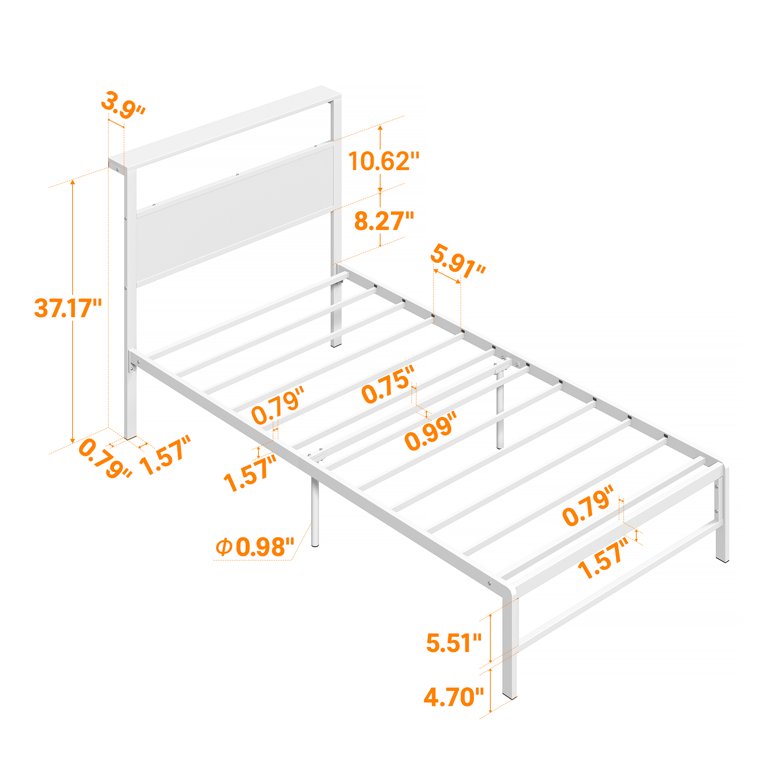ダブルバーン Yoneston Full Size Metal Platform Bed Frame with Retro