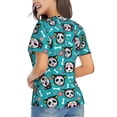 thumbnail image 3 of Xecao Skull Cat for Women's V-Neck T-Shirts-Elegant Half-Sleeve Tops Perfect for Summer-Small, 3 of 5
