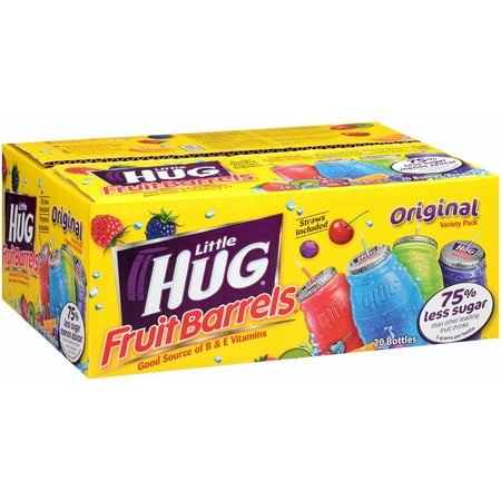 Little HUG Fruit Barrels, Original, Shelf Stable Kids Drinks Variety Pack, 20 Count, 8 fl oz Bottles