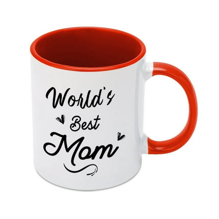 

World s Best Mom Coffee Mug Ceramic Mug Funny Birthday Christmas Mug Gift for Him Her Women Men Mother Father Coffee Mug Tea Cup Red 11oz