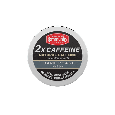 (2 pack) Community Coffee 2x Caffeine Dark Roast Single-Serve Coffee Pods, 48 Count Box (2 Packs of 24) Compatible with Keurig 2.0 K-Cup Brewers