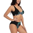 thumbnail image 2 of Wukai Hungry Tyrannosaurus Women's Bikini Set Two Piece,wimsuit High Waisted V Neck Twist Front Adjustable Spaghetti Straps Bathing Suit-Small, 2 of 7