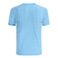 thumbnail image 4 of JTieacloth Long Sleeves for Men European Solid Color Imitation Linen Knitted Joint Breathable Men Casual Loose Comfortable Button Open Neck Short Sleeved T Shirt, 4 of 5