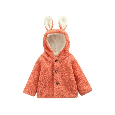 

Shuttle tree Toddler Kids Baby Girls Boys Long Sleeve Hoodie Jacket Coat Rabbit Ear Soft Fleece Warm Jacket