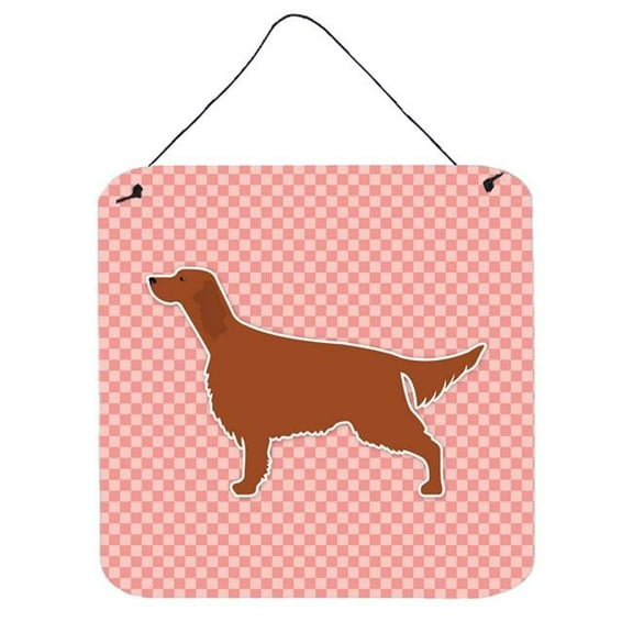 Irish Setter Checkerboard Pink Wall or Door Hanging Prints