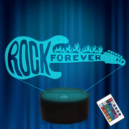 

TIMPCV Guitar 3D Illusion Night Lamp Rock and Roll Dimmable Hologram Light 16 Color Changing with Remote Control Bedroom Decoration Creative Gift for Music Player Teen Kid Boy