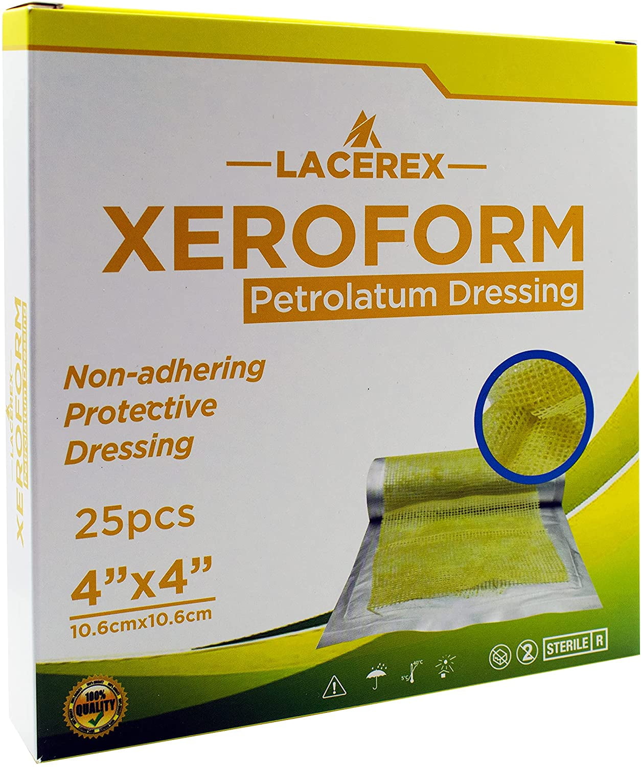 AWD Xeroform Petrolatum Fine Mesh Gauze Dressing 4"x4" Sterile for Wound Care (Box of 25) (4