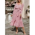 thumbnail image 5 of PRETTYGARDEN Women's Floral Print Boho Dress Long Sleeve Wrap V Neck Ruffle Belted A-Line Flowy Maxi Dresses, 5 of 7
