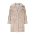 thumbnail image 4 of EGNMCR Veste à Manches Longues pour Femmes, Manteau Décontracté Sans Capuche à Manches Longues & Vestes Manteau en Peluche à Col Rabattu Mode Couleur Unie Manteau Chaud pour Femmes, 4 of 6