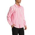 thumbnail image 4 of INSPIRE CHIC Men's Shirts Vertical Striped Long Sleeve Button Up Regular Fit Casual Shirt XL Pink White, 4 of 7