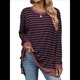 thumbnail image 1 of Camisa Informal de Larga A Rayas para Mujer, , con Cuello Redondo, Ajustada, Holgada, Básica Rojo y Negro M, 1 of 10