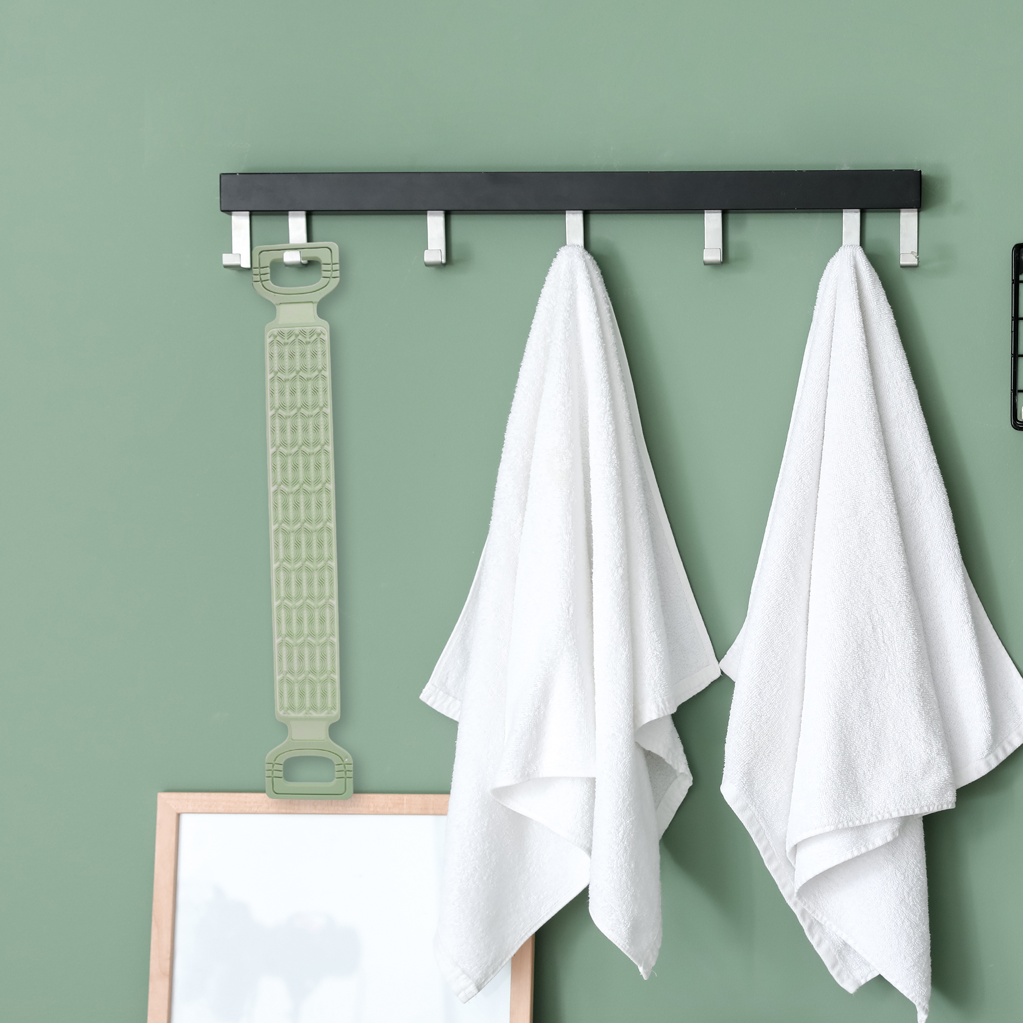 Unique Bargains Double Side Body Scrub Towel 27.36"x4.33" 1pc Green