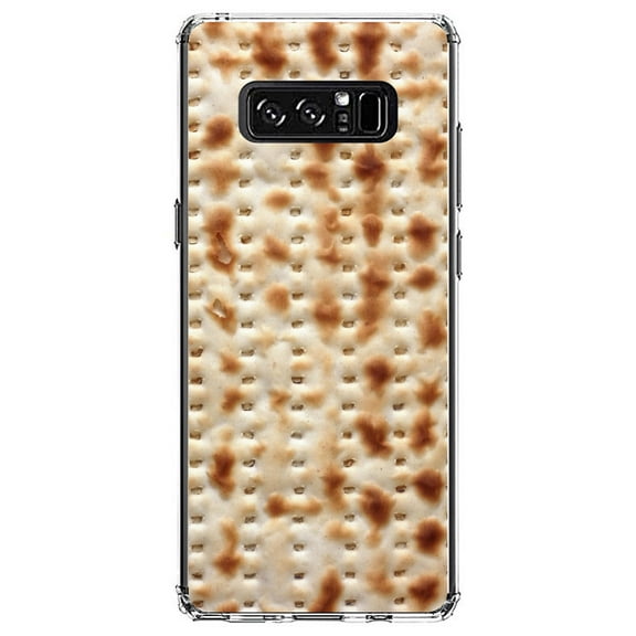 DistinctInk Clear Shockproof Hybrid Case for Samsung Galaxy Note 8 - TPU Bumper, Acrylic Back, Tempered Glass Screen Protector - Passover Matzah