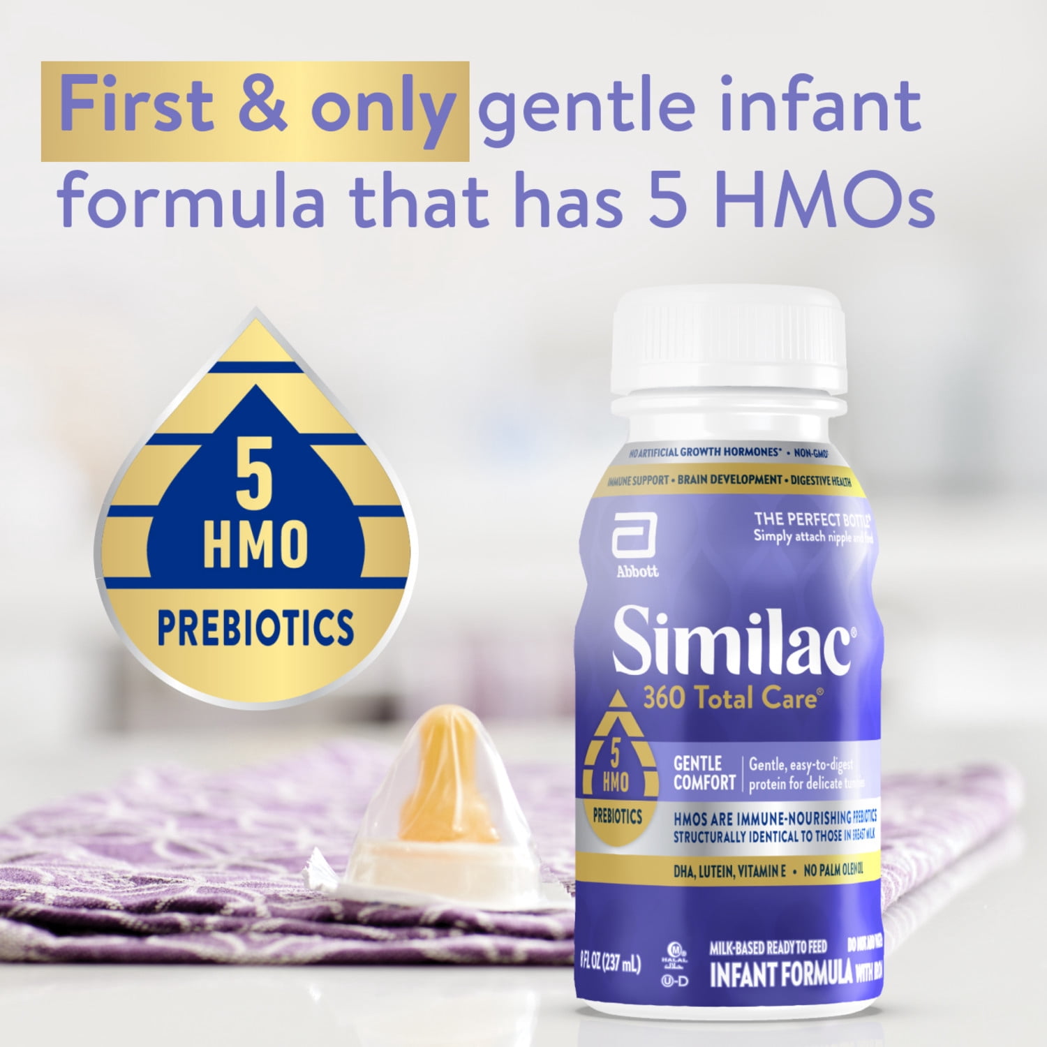 (4 pack) Similac 360 Total Care Gentle Comfort Ready-to-Feed Baby Formula, 8-fl-oz Bottle,  Pack of 6