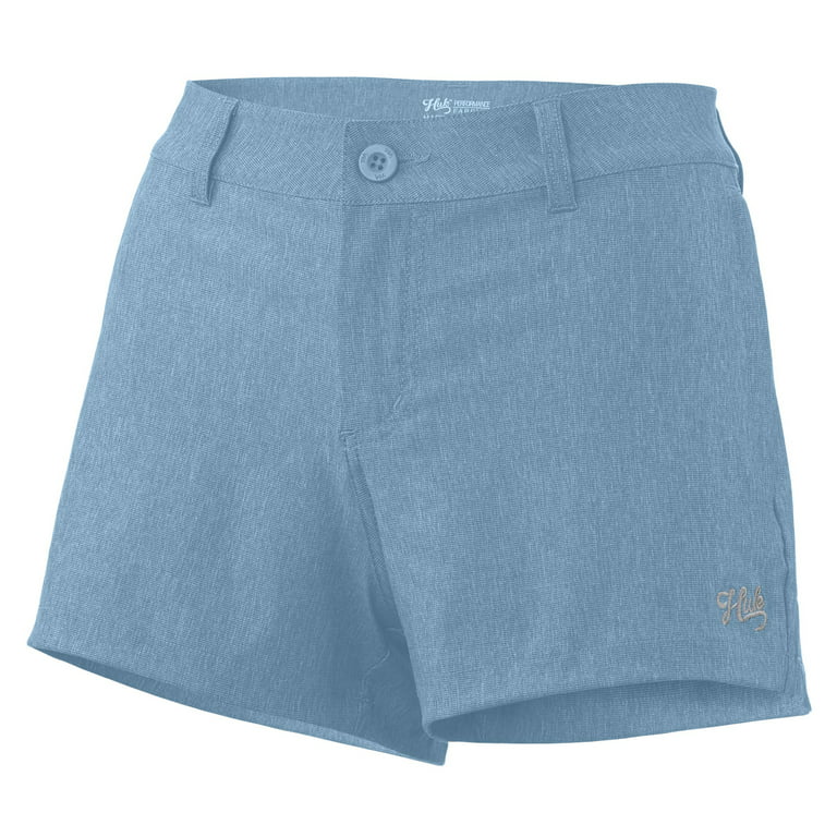 HUK Womens Drifter Size 8 Ice Blue Heather Deck Shorts With Pocket 