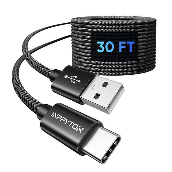 USB C Cable 30Ft, Extra Long USB C Cable Fast Charging, Premium Nylon Braided 30 Foot USB A 2.0 to Type C Charger Cord [NO Data] for USB-C Phone, LG, Tablet, Galaxy, Camera, and Other USB-C Device