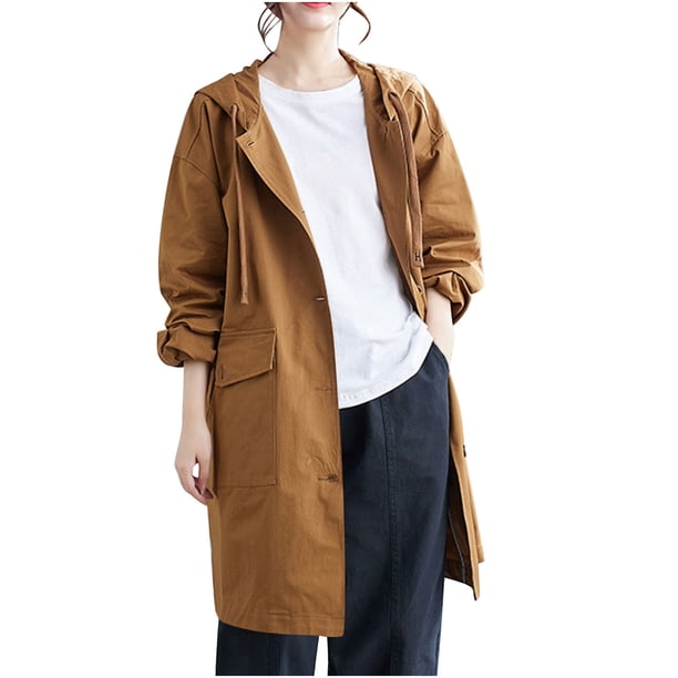 Chaqueta y abrigo informal de manga larga con capucha para mujer, cárdigan de lana con cremallera y solapa de color liso, chaqueta de manga larga, abrigo para mujer