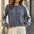 thumbnail image 2 of Iroehba Cardigan Sweaters for Women Long Sleeve Button Down Crew Neck Knit Tops Relaxed Cut Elegant Casual Outerwear for Daily Wear, 2 of 7