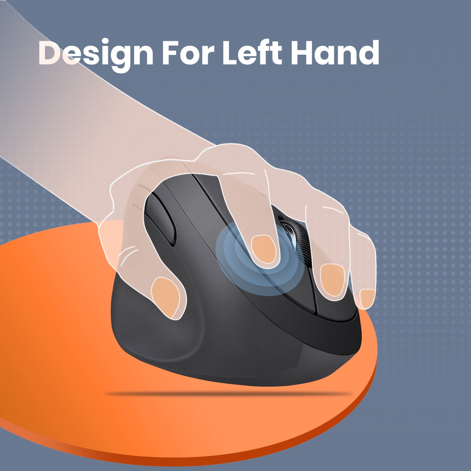 Perixx Perimice-719L, Left Handed USB Wireless Vertical Computer Mouse, Portable Size, 3 Level DPI