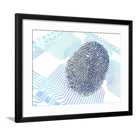 Biometric Fingerprint Scan, Artwork Framed Print Wall Art By