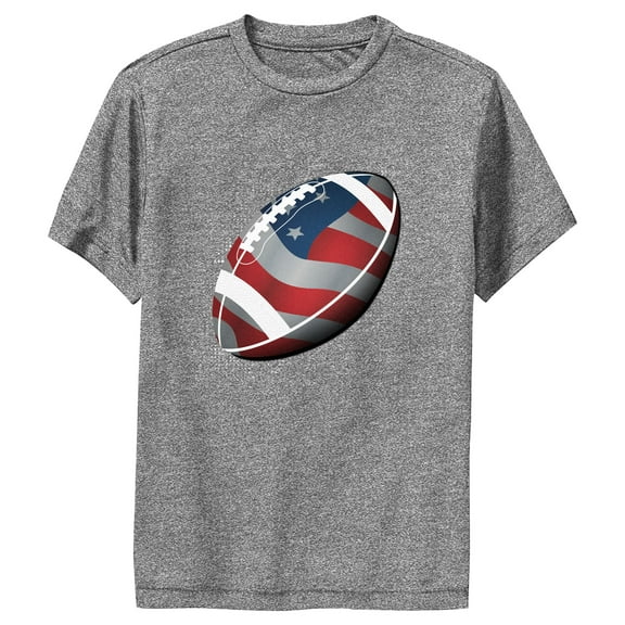 Boy's Lost Gods American Flag Football  Performance Graphic Tee Charcoal Heather Small