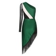 thumbnail image 6 of Haitryli Women Fringe Latin Dance Dress Irregular Hem Ballroom Tango Salsa Latin Dance Dress Green XXL, 6 of 8