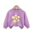 thumbnail image 3 of Toddler Tracksuit Girl 4T 2 Piece Fall Casual Loose Outfits Cute Print Crewneck Sweatshirt Joggers Sweatpants 3-9T, Purple, 7 Years, 3 of 6