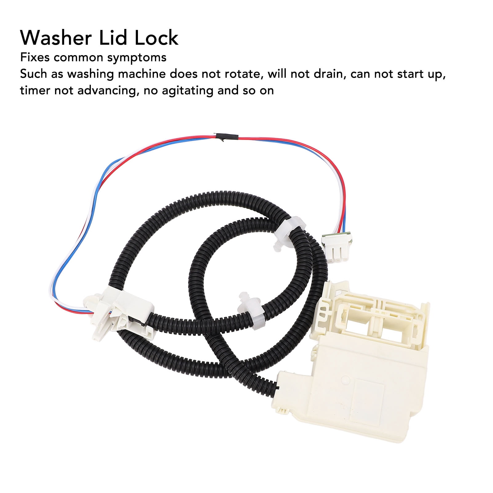 BIMZUC Washing Machine Lid Lock Switch Assembly Replacement for WH08X32657 WH08X31222 Heavy Duty Washer Lid Lock with Wire Harness and 2 Fastening Straps (6.3 x 4.3 inches / 16 x 11 cm)