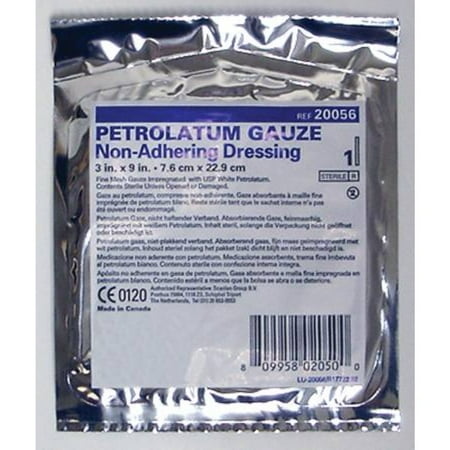 3 Inch Gauze - McKesson Petrolatum Impregnated Dressing 3 X 9 Inch, Pleated Gauze, USP White Petrolatum, Sterile, Box of 12