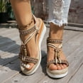 thumbnail image 5 of Mostsola Boho Espadrilles for Women Open Toe Wedge Sandals Rhinestone Beaded Slingback Sandals, 5 of 8