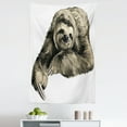 thumbnail image 1 of Sloth Tapestry, Sweetly Smiling Jungle Animals Lying down Crossed Legs Tropic Fauna Sketch, Fabric Wall Hanging Decor for Bedroom Living Room Dorm, 5 Sizes, Ivory Black, by Ambesonne, 1 of 1