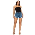 thumbnail image 4 of FashionMille Women Distressed Raw Hem ripped Jean Denim Shorts, 4 of 5