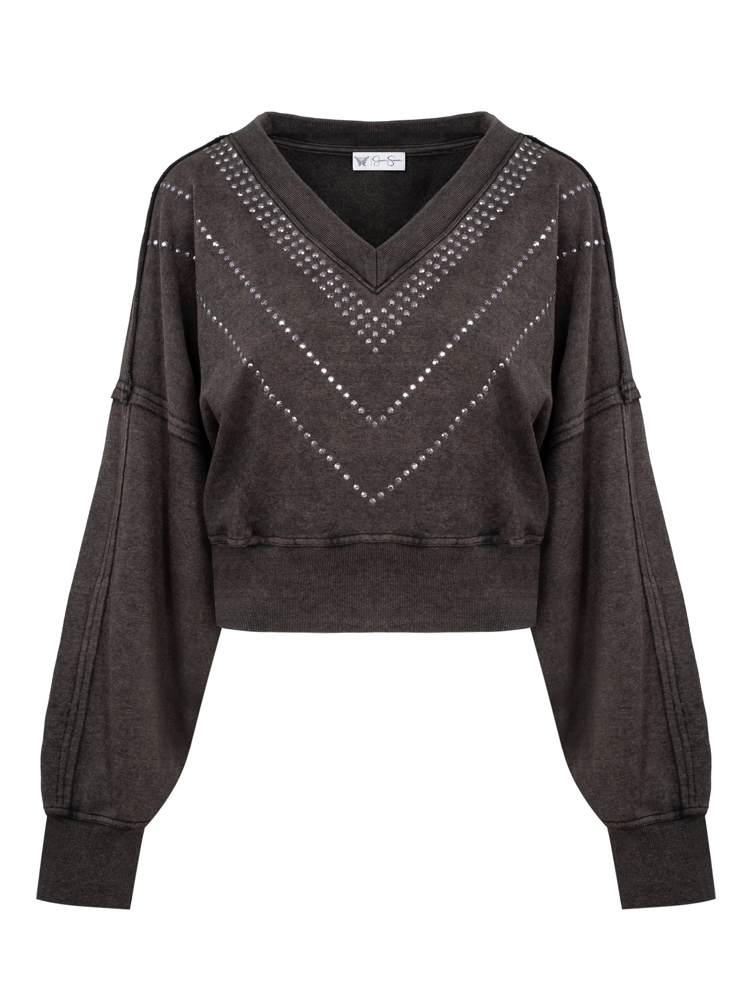 Jessica Simpson Women's and Women's Plus Rahmona Studded V-Neck Pullover Top, Sizes XS-4X