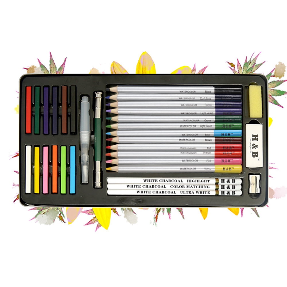 Drawing Charcoal and Metallic Color Pencils for Students Kids & Adults School Supplies 50 Assorted Pencil Set for Coloring Pages & Books Colored Watercolor Colore Premium Art Pencils Pack 