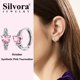 thumbnail image 2 of Pendientes de aro de plata de ley con piedras natales Silvora para mujer. Diamantes creados. Delicada joya de regalo para cumpleaños o Navidad, 2 of 8