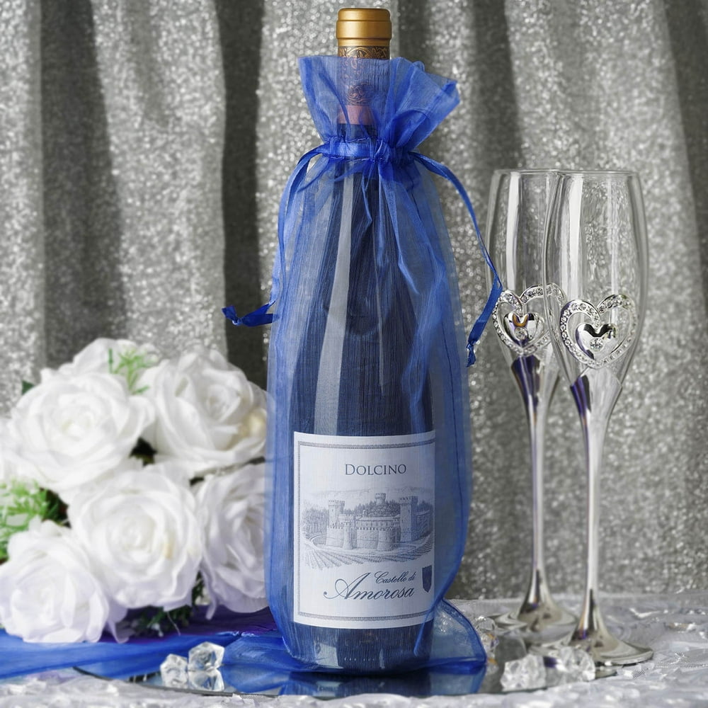 Efavormart 50PCS ROYAL BLUE Organza Gift Bag Drawstring Pouch Wedding