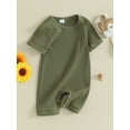 thumbnail image 3 of Bslissey Infant Boys Short Sleeve Jumpsuit Baby Boy Solid Color Crew Neck Ribbed One Piece Romper Newborn Casual Summer Clothes Bodysuit 3M 6M 12M 18M, 3 of 9