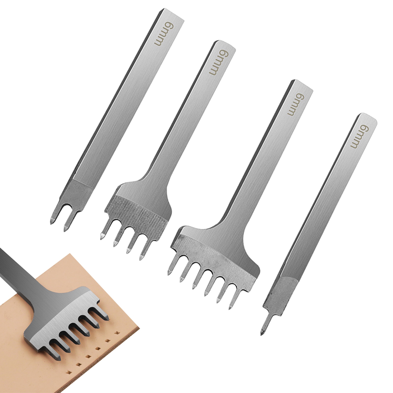 3mm/4mm/5mm/6mm Spacing Punch Tool 1/2/4/6 Prong For Leather Hole