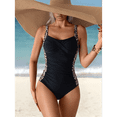 thumbnail image 6 of Femme Maillot de Bain 1 Pièce Ruché Effet Ventre Plat Halter Réglable Élégant Monokini de Sport Black + Leopard Pattern XL, 6 of 7