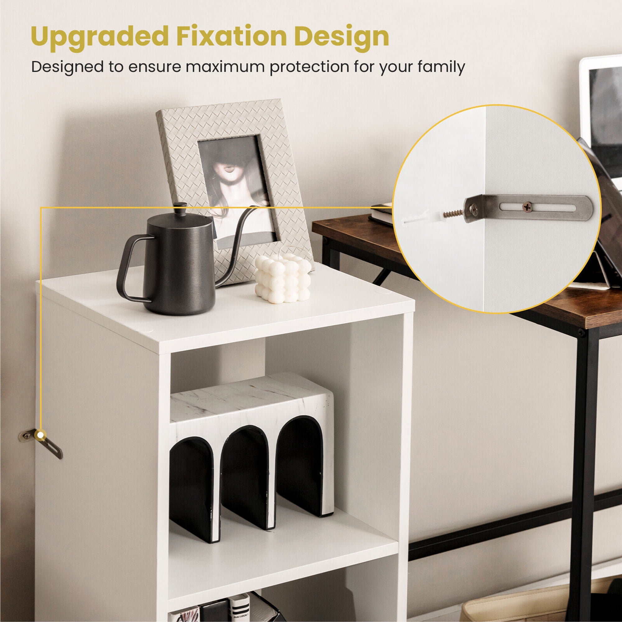 Gymax 2 PCS Bookshelf 2-Tier Open Wood Display Organizer Set Vinyl Record Cube Storage