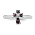 thumbnail image 4 of 925 Sterling Silver Stackable Expressions Rhodium Rhodolite Garnet Cross Ring Size: 7; for Adults and Teens; for Women and Men, 4 of 5