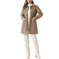 thumbnail image 2 of Abrigo de invierno de longitud media con cuello de solapa y un solo botón para mujer Inspire Chic, color beige oscuro, talla M, 2 of 6
